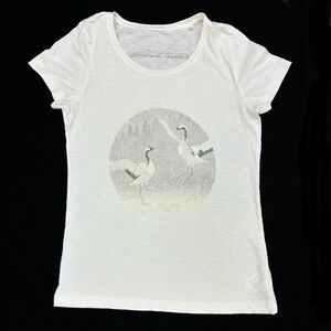 White T shirt Cranes in Snow image size M